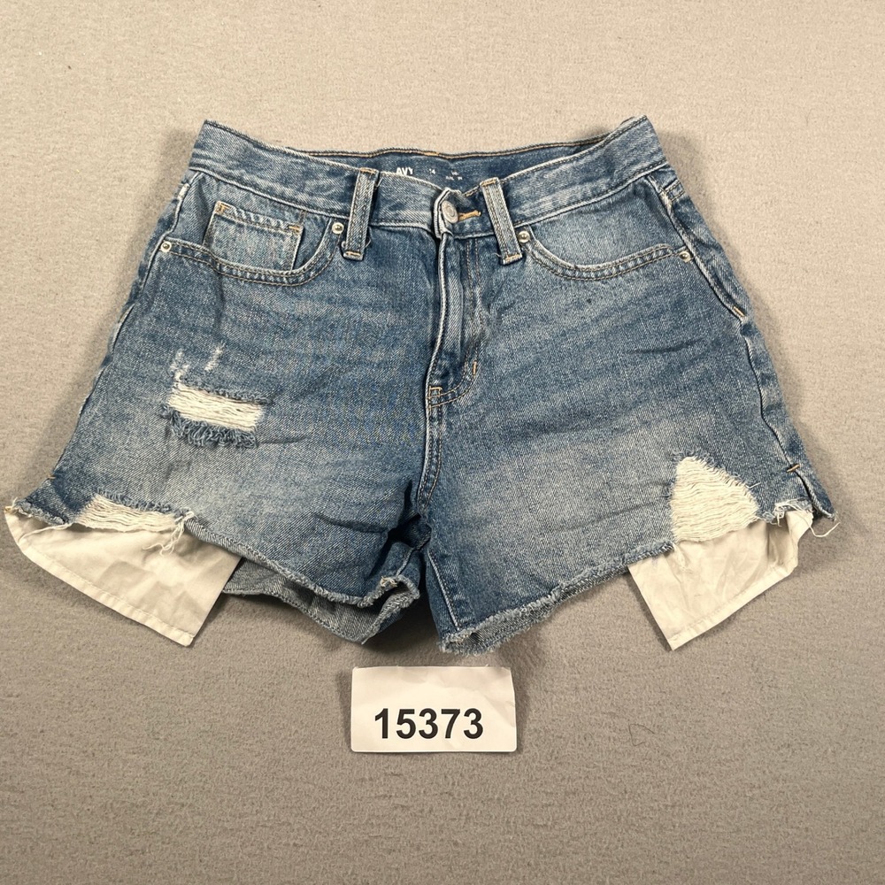Old Navy Cut Off Shorts Womens 14 Blue Denim Distressed Frayed Hem Summer Wear